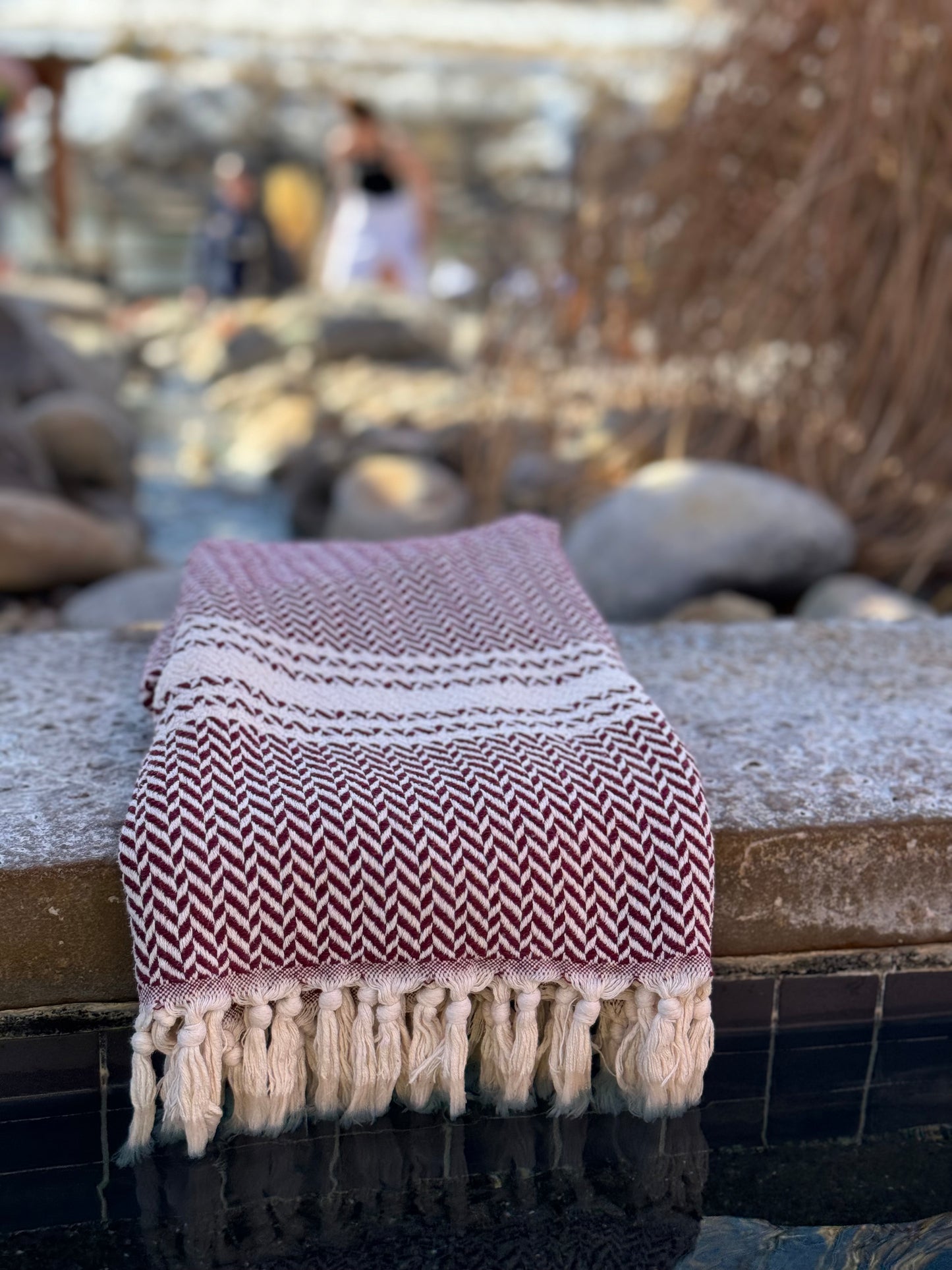 100 % Organic Turkish Cotton Towels W Design Burgundy