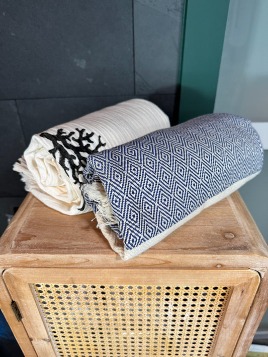 100 % Organic Turkish Cotton Towels Diamond Blue