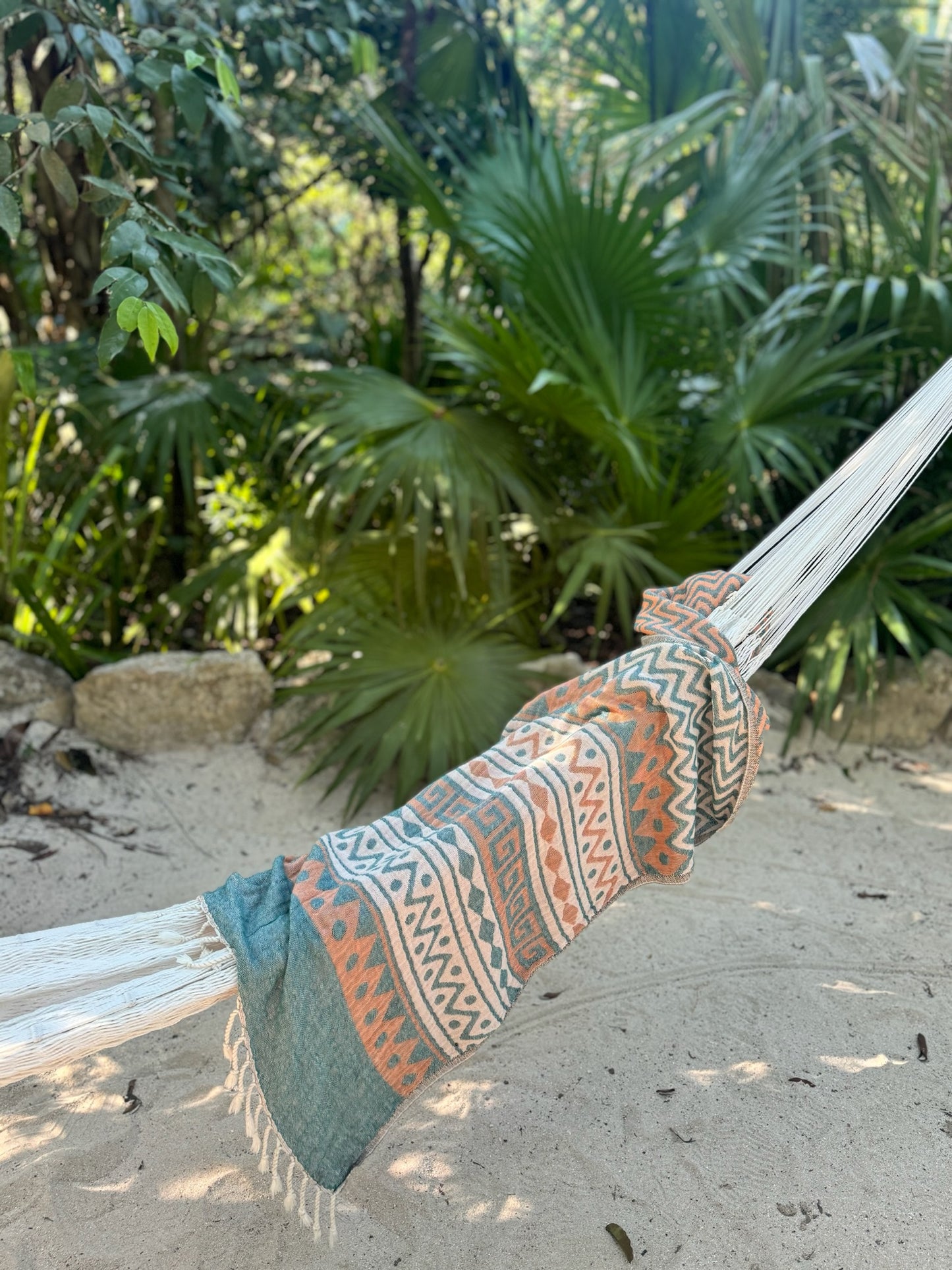 100 % Organic Turkish Cotton Towels Zigzag Orange & Green