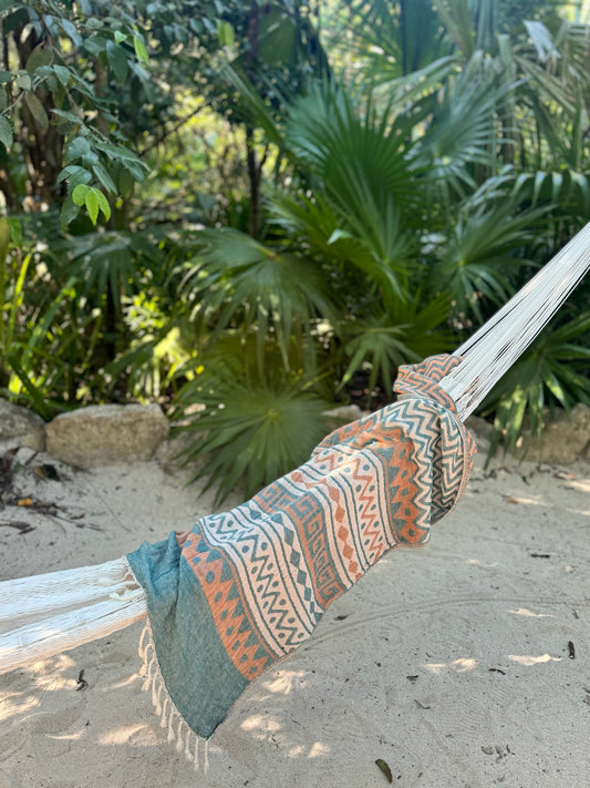 100 % Organic Turkish Cotton Towels Zigzag Orange & Green