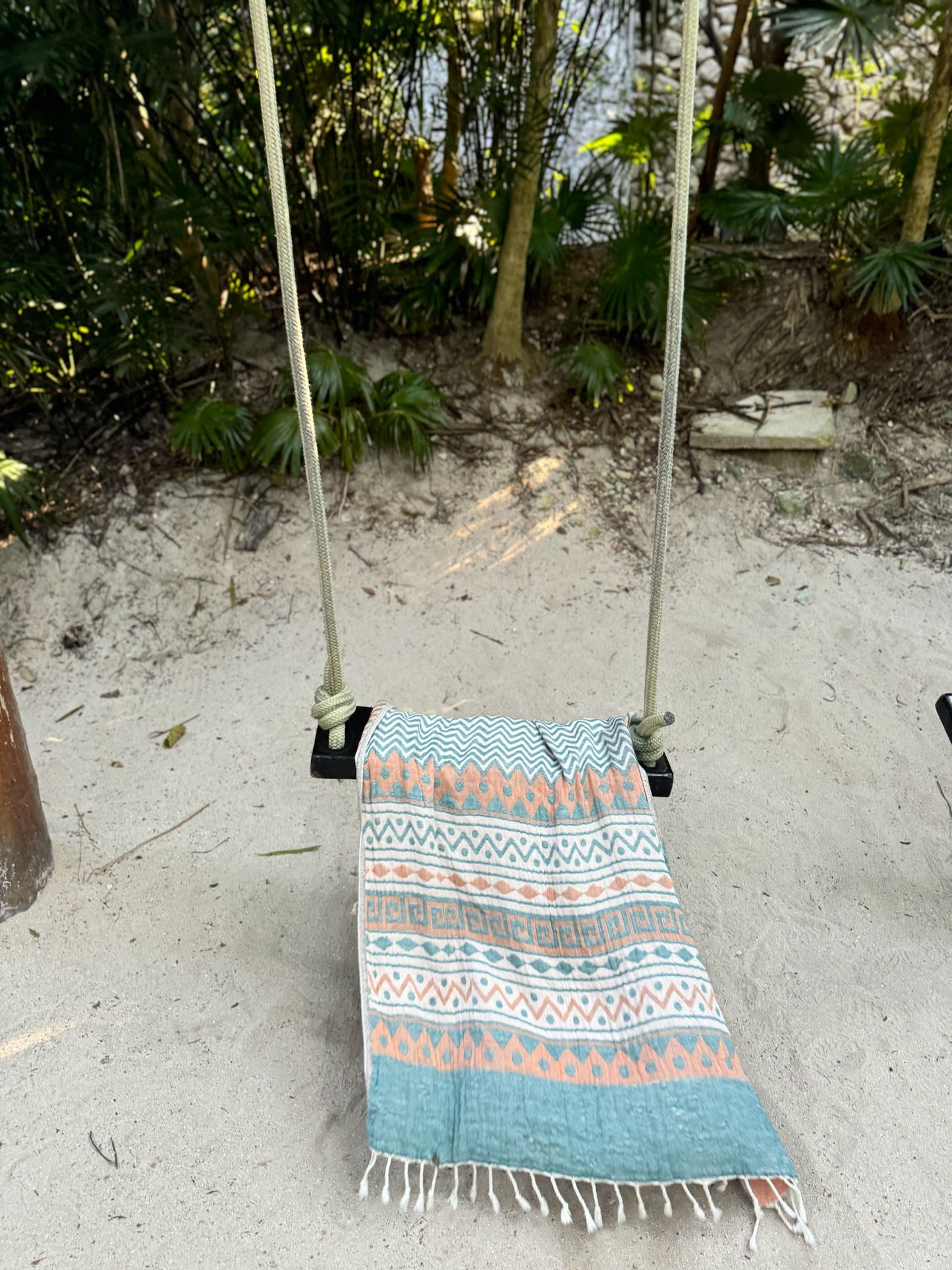 100 % Organic Turkish Cotton Towels Zigzag Orange & Green