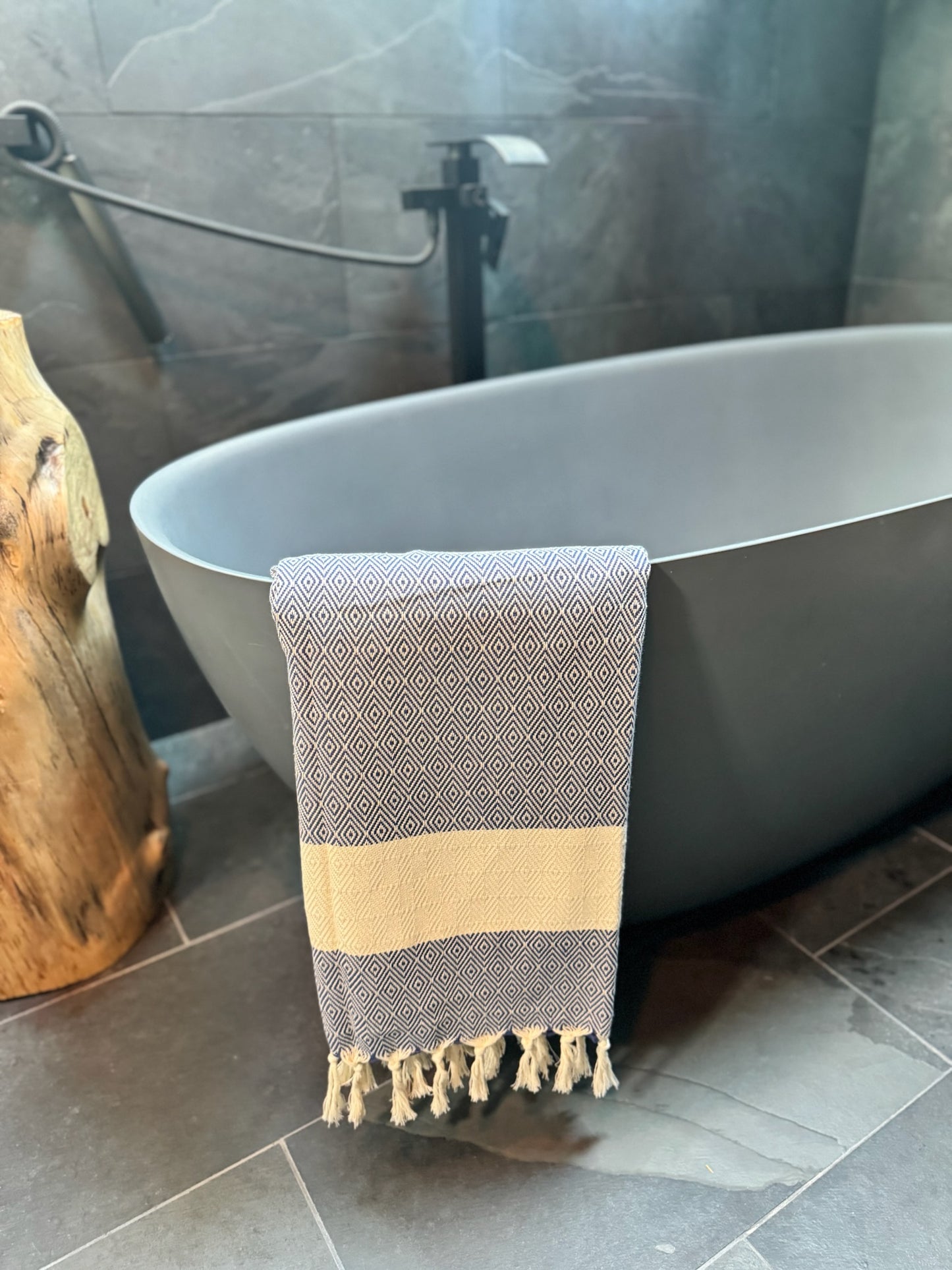 100 % Organic Turkish Cotton Towels Diamond Blue