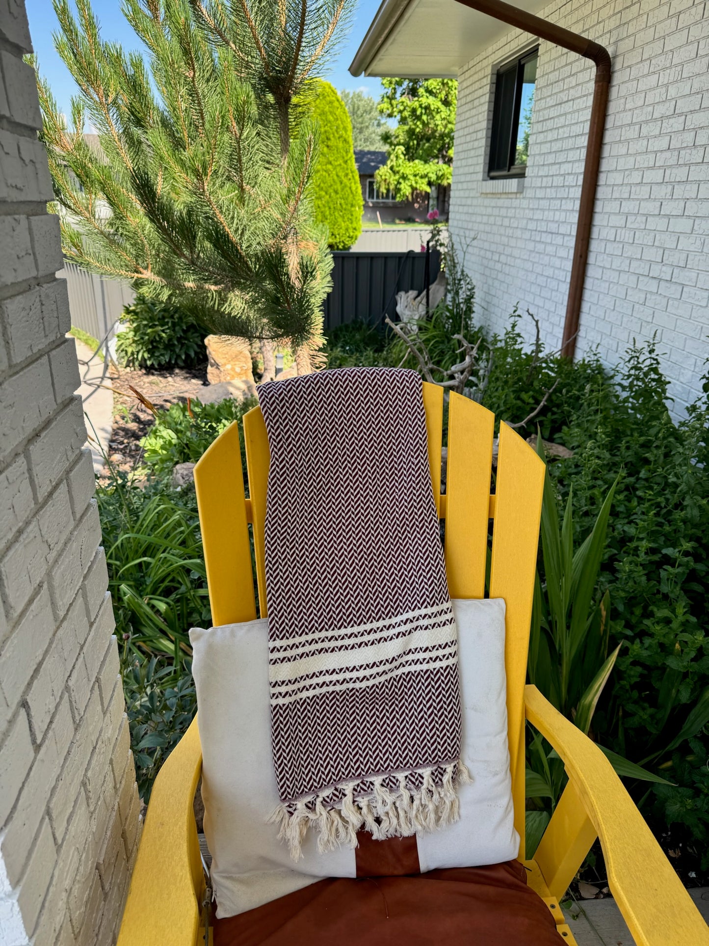 100 % Organic Turkish Cotton Towels W Design Burgundy