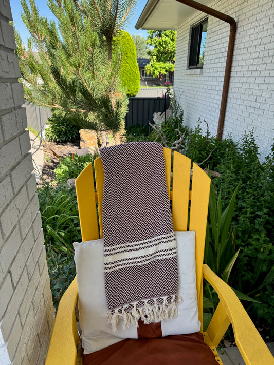 100 % Organic Turkish Cotton Towels W Design Burgundy