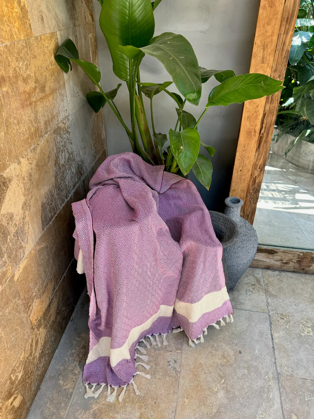 100 % Organic Turkish Cotton Towels Diamond Purple