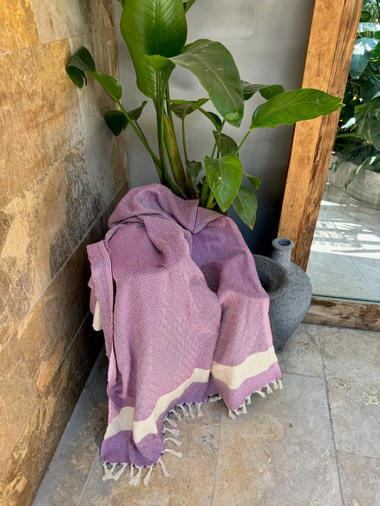 100 % Organic Turkish Cotton Towels Diamond Purple