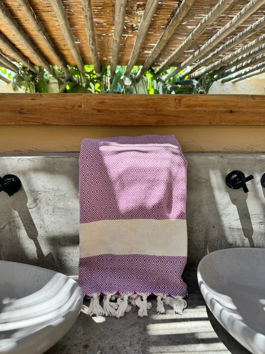 100 % Organic Turkish Cotton Towels Diamond Purple